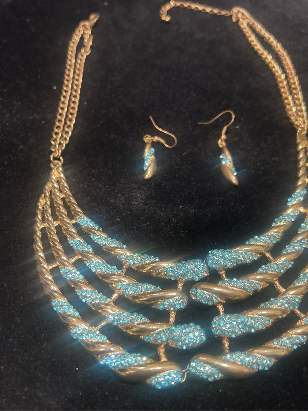 Macy's Gold-Tone Multi-Strand Necklace with Turquoise Crystal Accents
